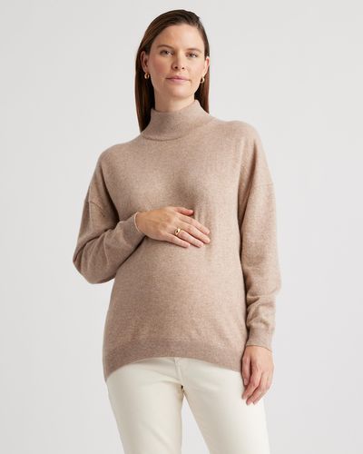 Quince Mongolian Cashmere Maternity Turtleneck Sweater - Natural