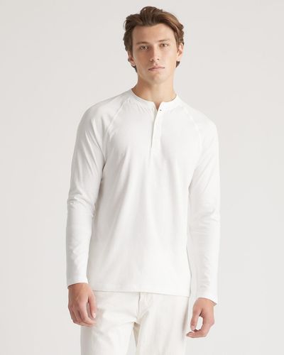 Quince Cotton Modal Long Sleeve Henley Tee, Cotton/Modal - White