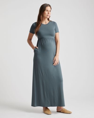 Quince Tencel Jersey Maternity Maxi Dress - Blue