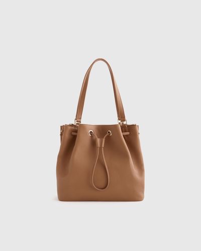 Quince Italian Leather Triple Compartment Bucket Bag - Brown