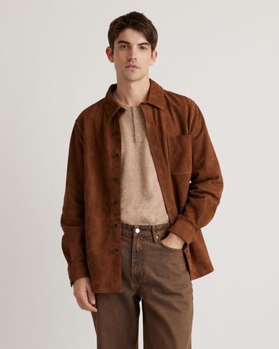 Quince 100% Suede Overshirt, Suede Leather - Brown