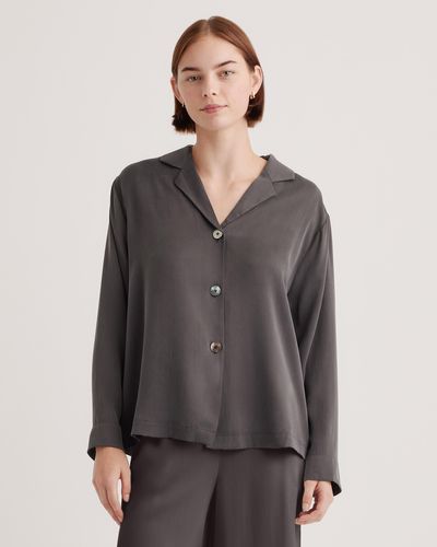 Quince Pajama Long Sleeve Top, Mulberry Silk - Gray