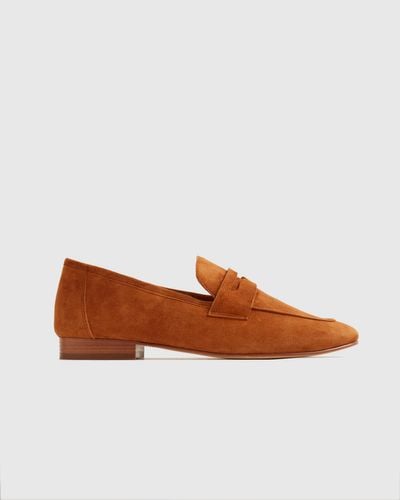 Quince Italian Suede Penny Loafer, Suede Leather - Brown