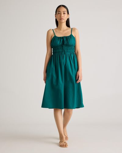 Quince Keyhole Midi Dress, Organic Cotton - Blue