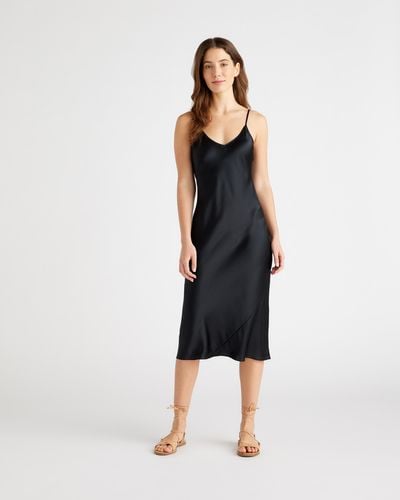 Quince 100% Washable Silk Slip Dress - Black