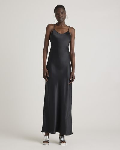 Quince Maxi Slip Dress, Mulberry Silk - Black