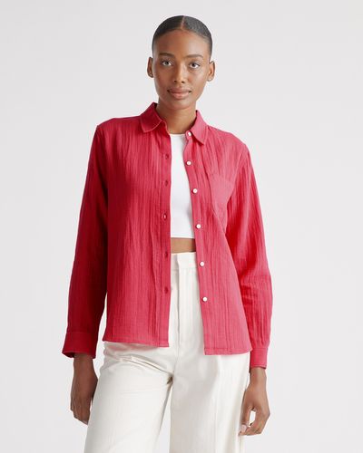 Quince Gauze Long Sleeve Shirt, Organic Cotton - Red