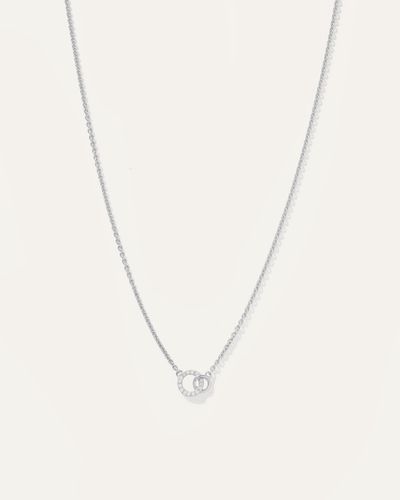 Quince 14K Diamond Eternity Mini Circle Necklace - White