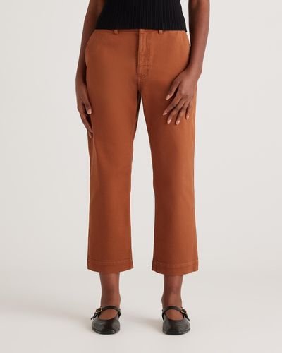 Quince Organic Stretch Cotton Twill Straight Leg Cropped Pant, Organic Cotton - Orange