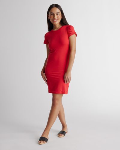 Quince Tencel Jersey T-Shirt Dress - Red