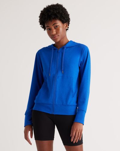 Quince Flowknit Full Zip Hoodie, Recycled Polyester - Blue