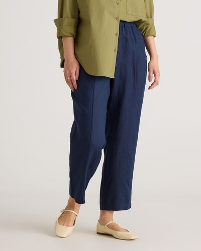 Quince 100% European Linen Tapered Ankle Pants - Blue