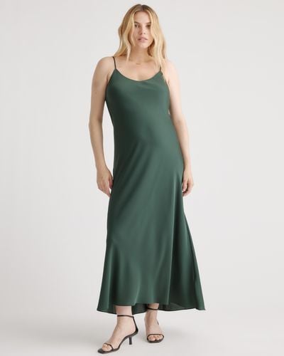 Quince Washable Stretch Silk Maternity Slip Dress - Green