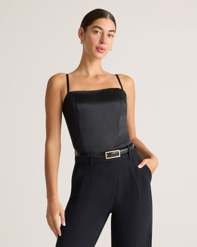 Quince Square Neck Tank Top, Mulberry Silk - Black