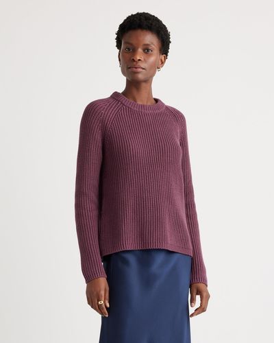 Quince Fisherman Crew Sweater, Organic Cotton - Purple
