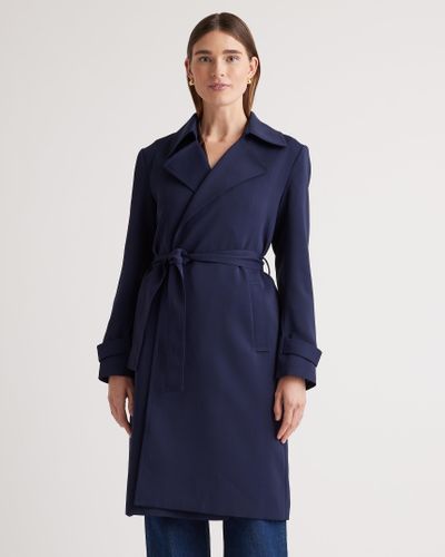 Quince Stretch Crepe Trench Coat, Recycled Polyester - Blue