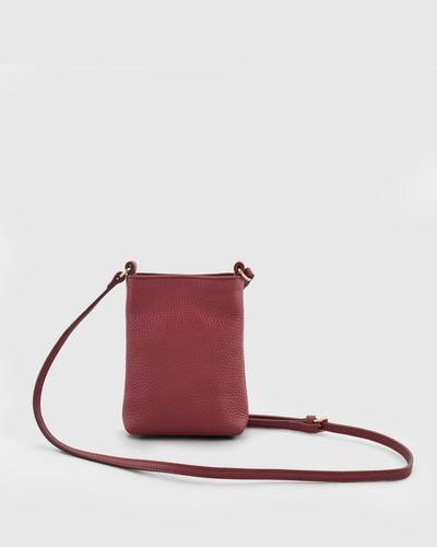 Quince Italian Pebbled Leather Phone Crossbody, Italian Leather - Red