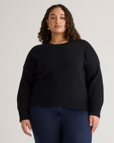 Quince Boyfriend Crew Sweater, Organic Cotton - Black