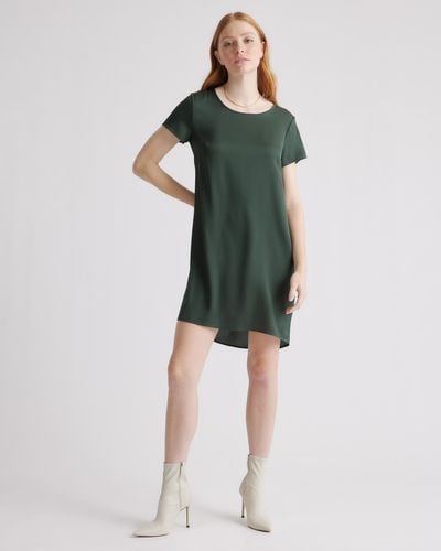 Quince Washable Stretch Silk T-Shirt Dress - Green