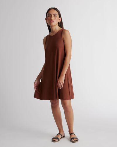 Quince Tencel Jersey Mini Swing Dress - Brown