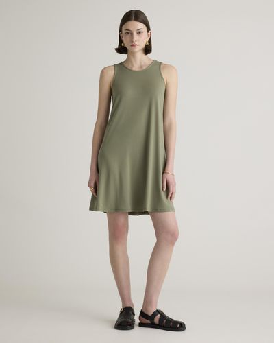 Quince Tencel Jersey Mini Swing Dress - Green