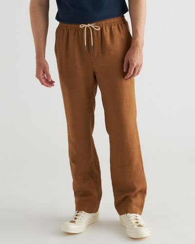 Quince 100% European Linen Drawstring Beach Pants - Brown
