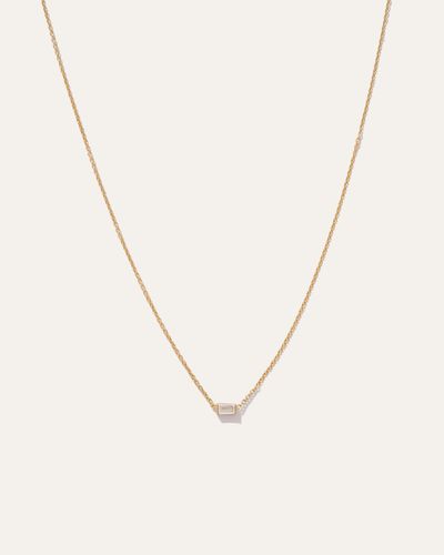 Quince 14K Petite Baguette Diamond Necklace - Metallic