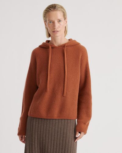 Quince Mongolian Cashmere Fisherman Crewneck Sweater - Brown