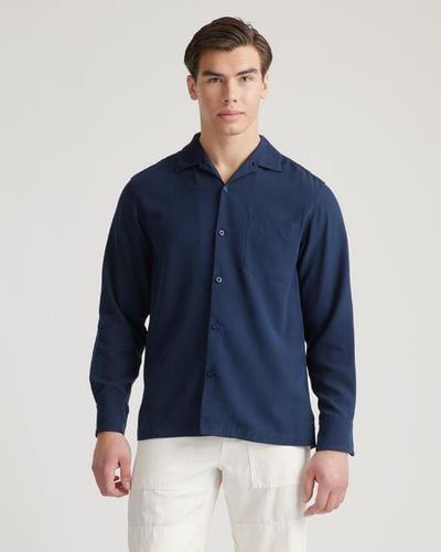 Quince 100% Silk Twill Long Sleeve Shirt - Blue