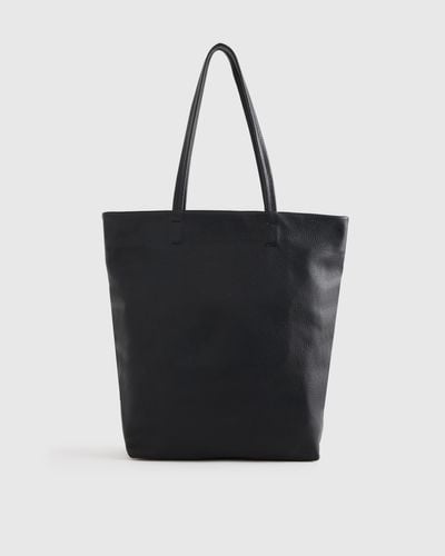 Quince Italian Leather Tall Zip Top Tote - Black