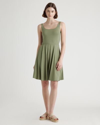 Quince Tencel Jersey Fit & Flare Mini Dress - Green
