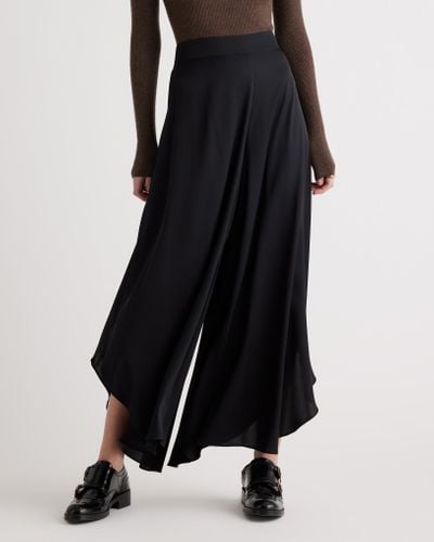 Quince Washable Stretch Silk Palazzo Pants, Mulberry Silk - Black