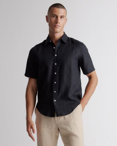 Quince 100% European Linen Short Sleeve Shirt - Black