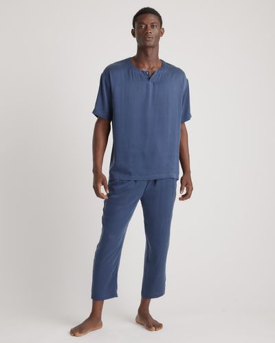 Quince Henley Pants Set, Silk - Blue