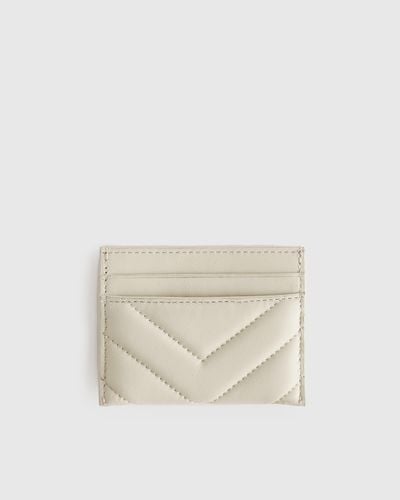 Quince Italian Leather Quilted Small Card Case - White