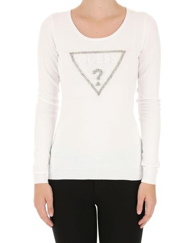 Guess Synthetic Sweater For Women Jumper On Sale in White - Lyst