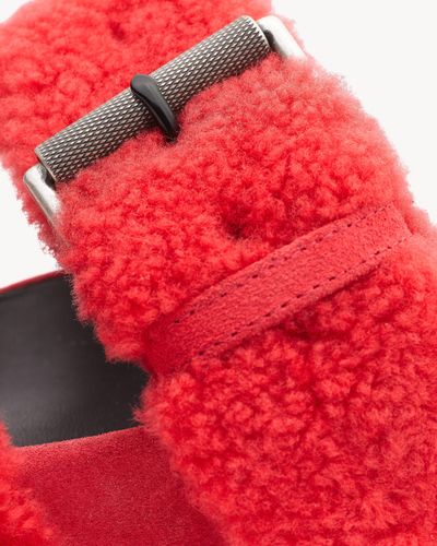Rag & Bone Suede Evin Shearling Platform Slide Sandals in md. Red (Red) - Lyst
