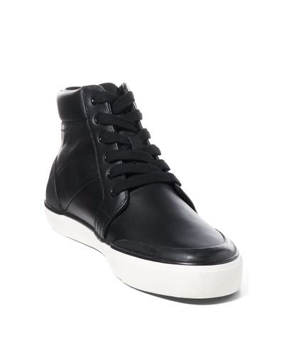 Polo Ralph Lauren Isaak Leather High-top Sneaker in Black for Men - Lyst