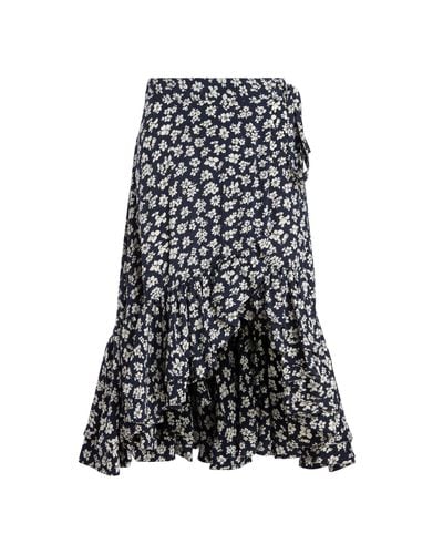 Polo Ralph Lauren Floral Crepe Wrap Skirt in Navy/Cream Floral 