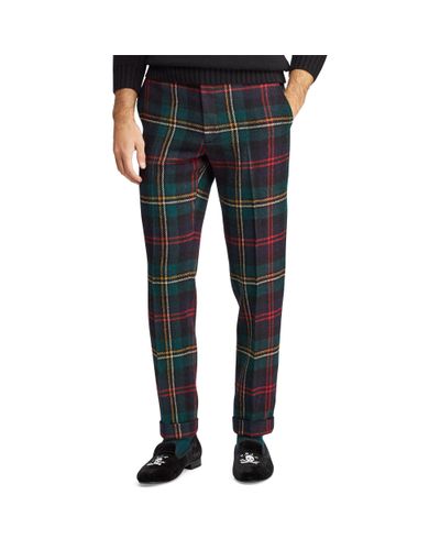 Polo Ralph Lauren Polo Plaid Wool Twill Trouser in Black for Men - Lyst