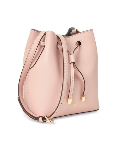 Ralph Lauren Leather Mini Debby Ii Drawstring Bag in Pink | Lyst