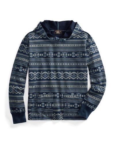 Ralph Lauren Cotton Fair Isle French Terry Hoodie in Indigo Heather (Blue) for Men - Lyst