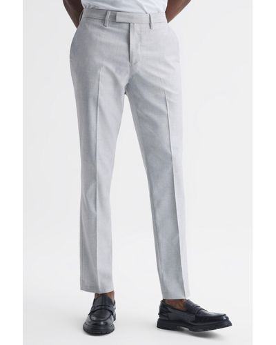 Reiss Fold - Light Grey Slim Fit Trousers, 36