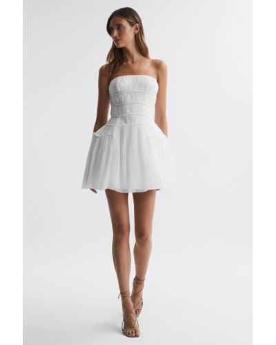 Rachel Gilbert Pippa - Strapless Pleated Mini Dress, Ivory - White