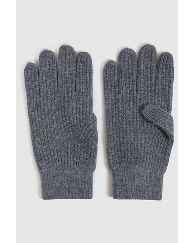 Reiss Lawson - Charcoal Merino Wool Ribbed Gloves, One - Grey