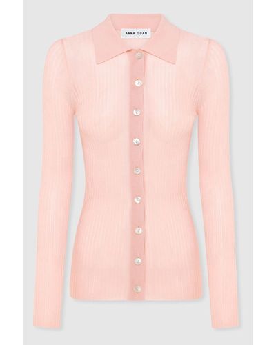 Anna Quan Semi Sheer Knitted Top - Pink