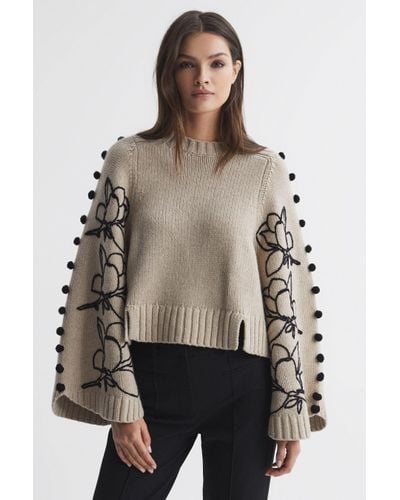 Joslin Studio Wool Cropped Embroidered Jumper - Natural