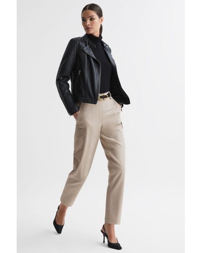 Reiss Violet - Neutral Violet Petite Mid Rise Cargo Trousers - Black