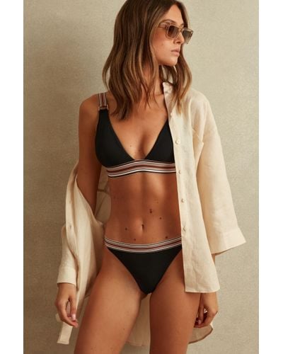 Reiss Yve - Black/brown Striped Strap Bikini Top - Multicolour