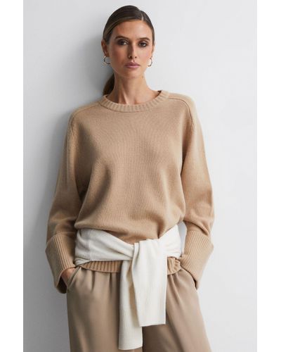 Reiss Laura - Camel Wool-cashmere Casual Fit Jumper, S - Natural